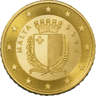 Een Maltese munt met een waarde van 50 eurocent