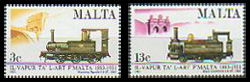 Postzegels van de treinen op Malta