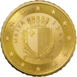 Een Maltese munt met een waarde van 10 eurocent