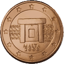 Een Maltese munt met een waarde van 1 eurocent