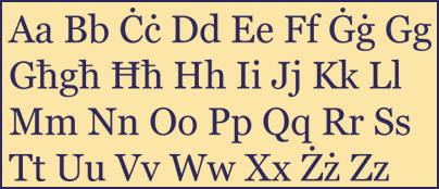 De letters van het Maltese alfabet