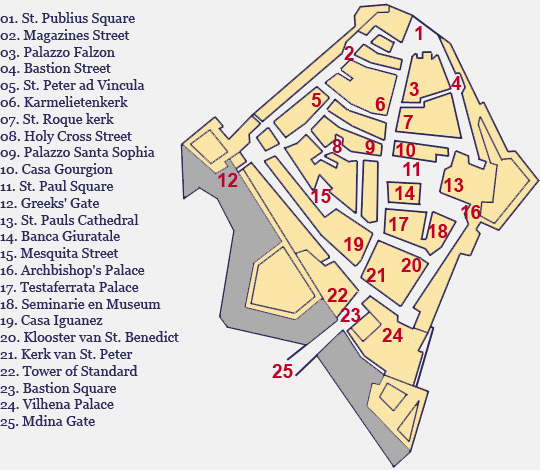 plattegrond van Mdina
